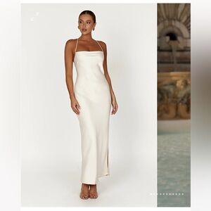 MESHKI SYDNEY Straight Neck Slip Maxi Dress - Cream